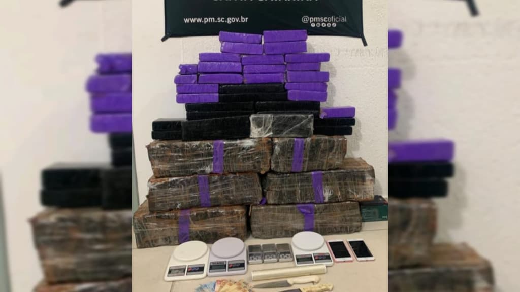 Quarteto é preso e carga de maconha avaliada em quase R$ 200 mil apreendida em Porto Belo