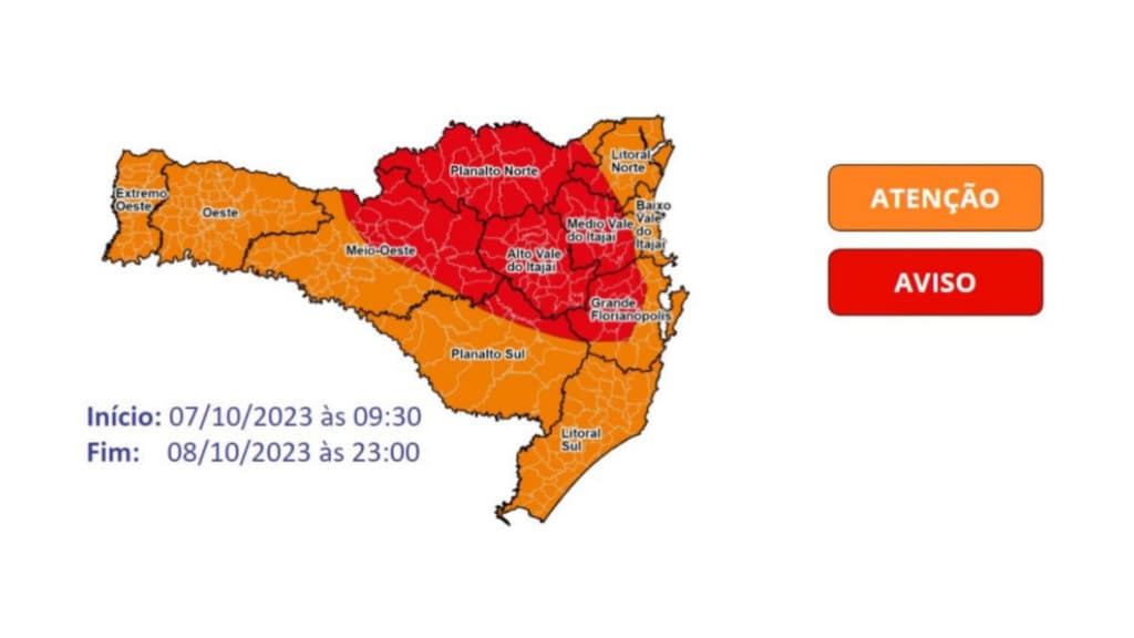 URGENTE: Defesa Civil mantém alerta vermelho em Santa Catarina