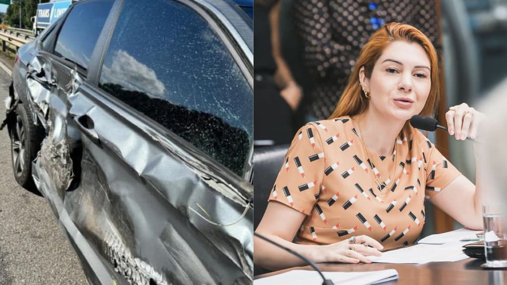 Deputada Ana Campagnolo tem carro prensado por caminhão na BR-101