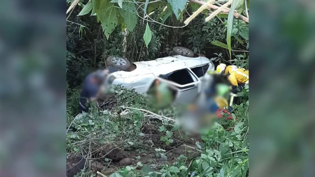 Carro cai em ribanceira e deixa quatro feridos em SC