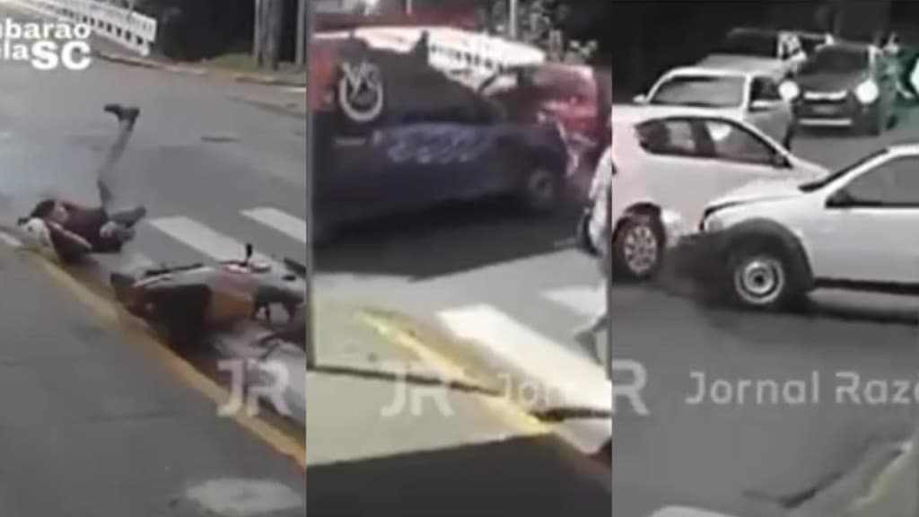“Esquina da Morte”: vídeos mostram sequência de acidentes em cidade de SC