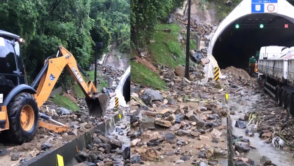 Chuva deixa cenário de destruição no Morro do Boi nesta segunda-feira