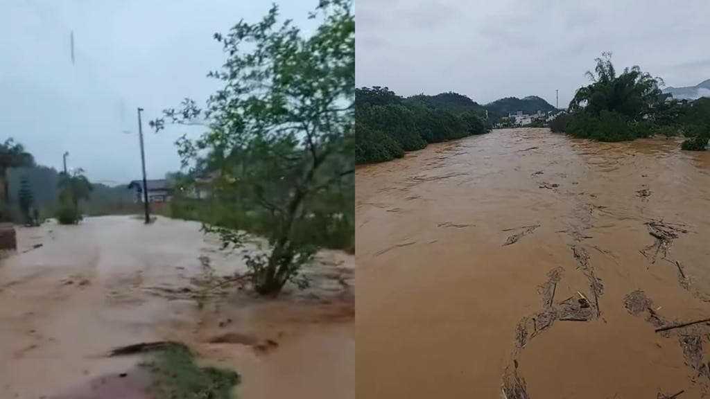 Chuva intensa e volumosa invade residências em Corupá