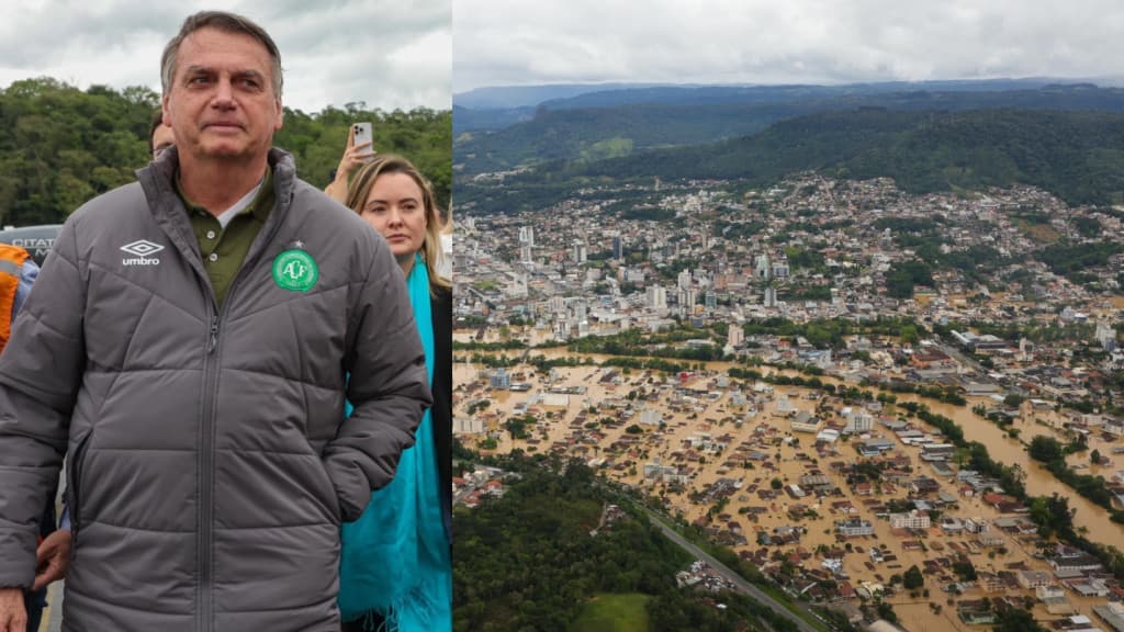 Bolsonaro é aclamado em SC e sobrevoa áreas atingidas pela enchente