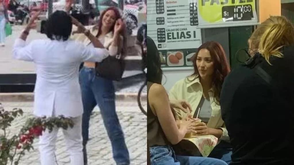 Atriz internacional é vista tomando caldo de cana e dançando Roberto Carlos em SC