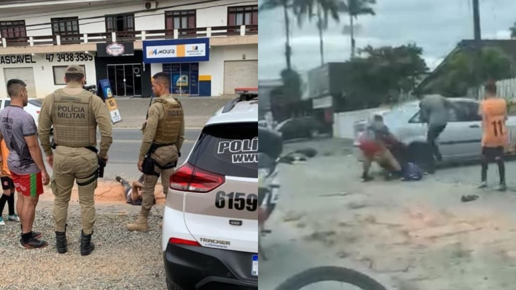 VÍDEO: Ladrão de bike é surpreendido e tenta fugir, mas leva uma surra