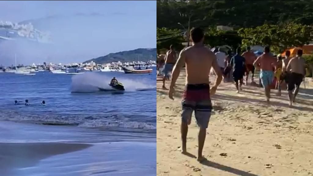 VÍDEO: Após manobras com jetski em praia, homem leva uma surra em Bombinhas