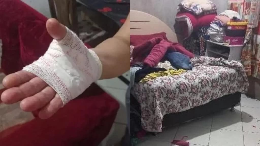 Mãe se fere ao defender filho das agressões do marido bêbado