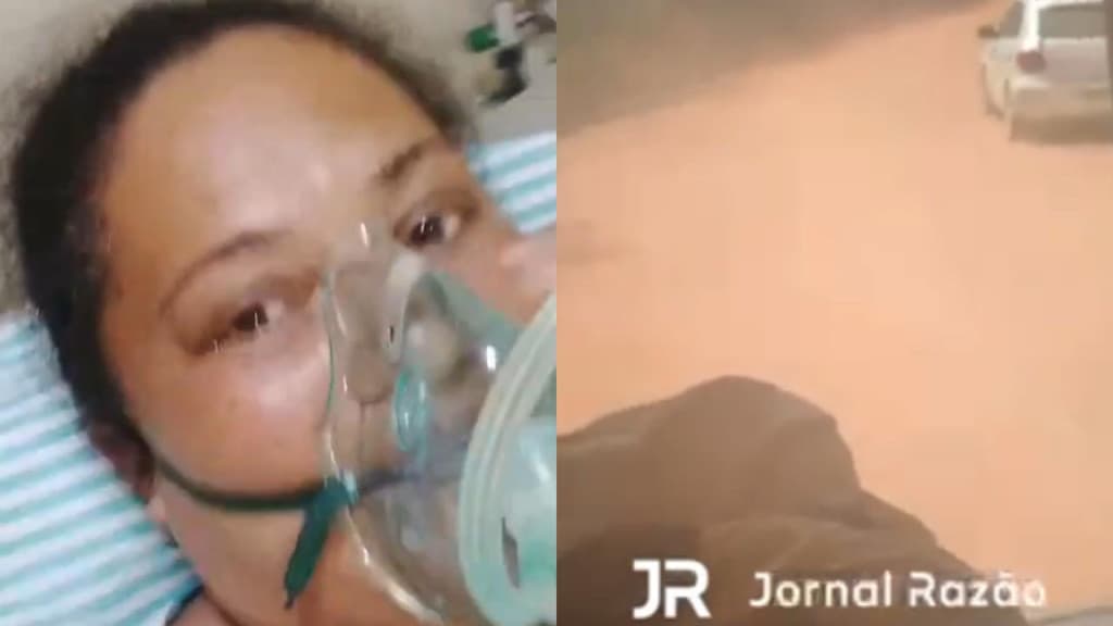Desesperada, paciente grita por socorro em ambulância com a porta aberta