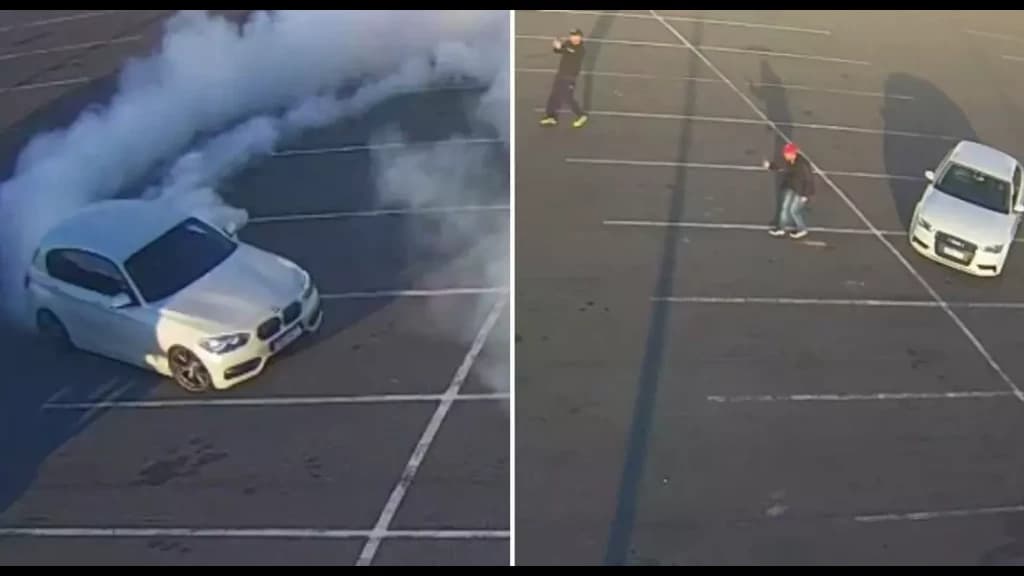 Carro de luxo é flagrado fazendo manobras arriscadas no estacionamento da loja Havan