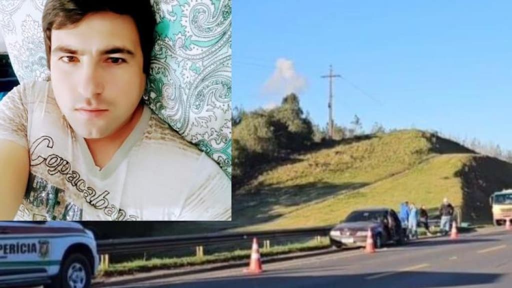 Homem morre atropelado por carreta após descer de veículo em acostamento na BR-116, em SC