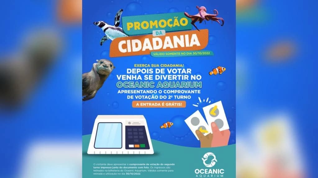 Oceanic Aquarium em BC terá entrada gratuita para quem votar no 2º turno