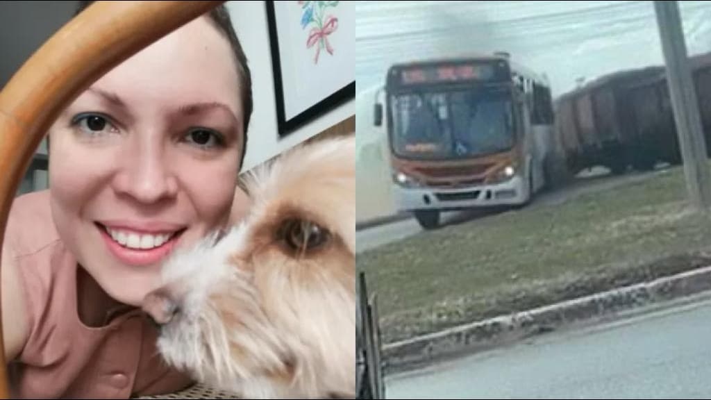 Ônibus atravessa linha férrea e passageira morre após colisão com trem
