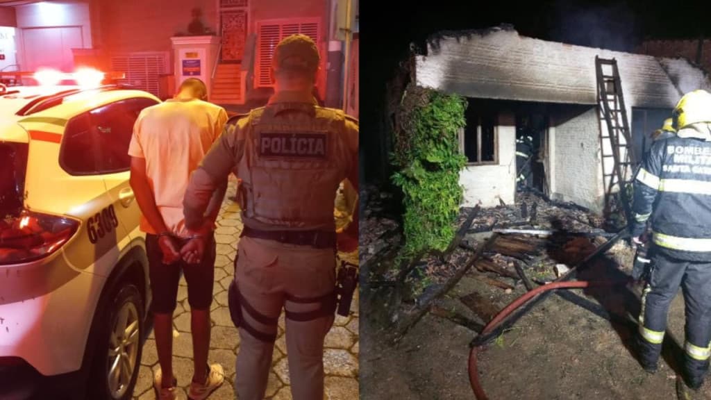 Homem coloca fogo na casa dos tios em Canelinha após constatar furto de carne
