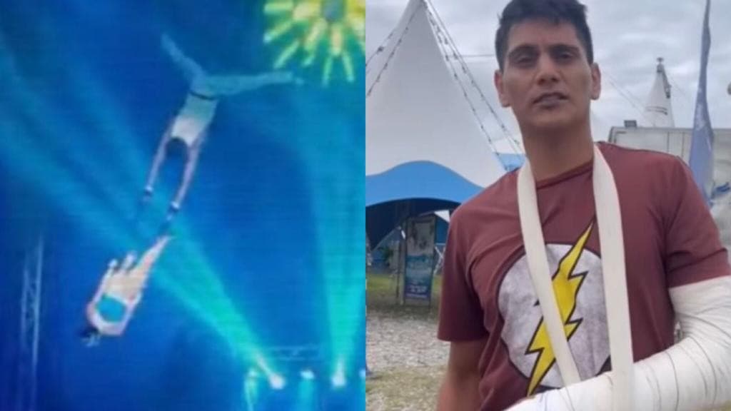 Trapezista fala após queda durante apresentação de circo em SC