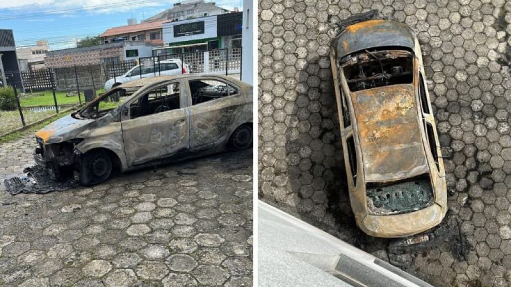 Carro utilizado em execuções é incendiado dentro do pátio da Polícia Civil em Florianópolis