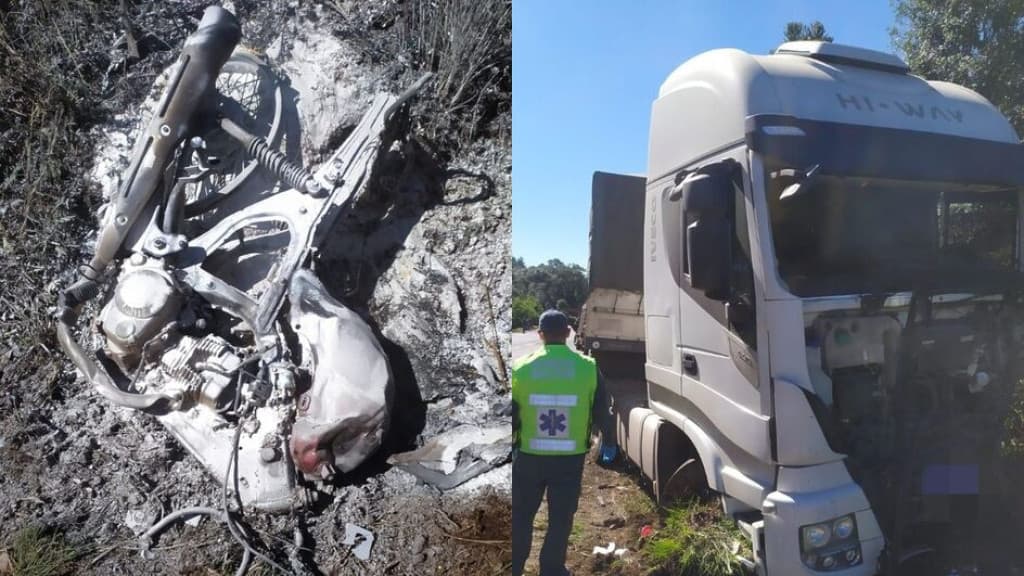 Moto pega fogo e motociclista morre em acidente na BR-282