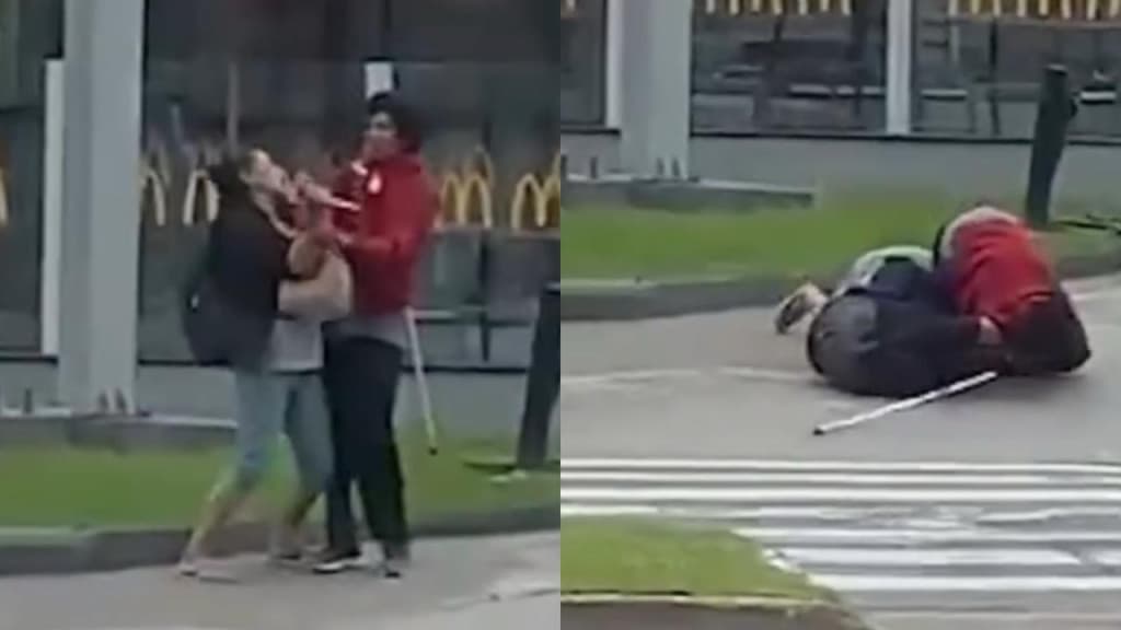 Vídeo mostra casal de moradores de rua brigando com faca e barra de ferro