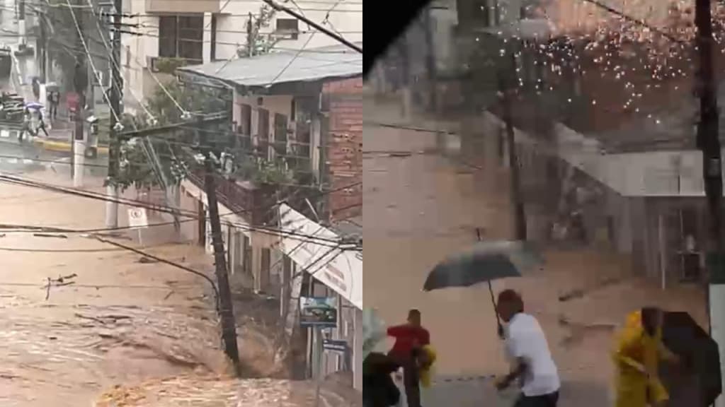 VÍDEO: Cratera enorme engole poste e moradores quase são eletrocutados em SC
