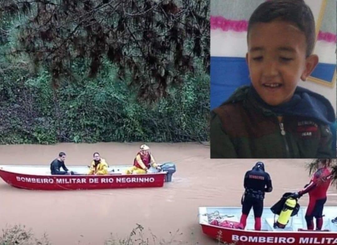 Corpo de menino desaparecido em Rio Negrinho é encontrado em rio