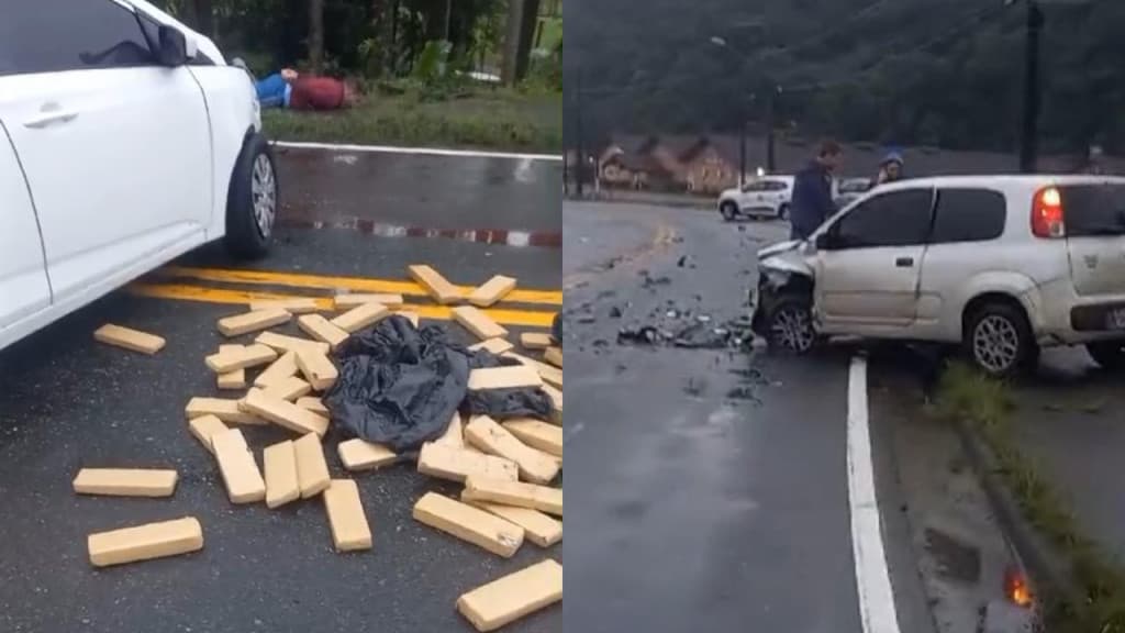 Motorista com carro recheado de drogas foge da polícia e provoca acidente na SC-418, em Joinville