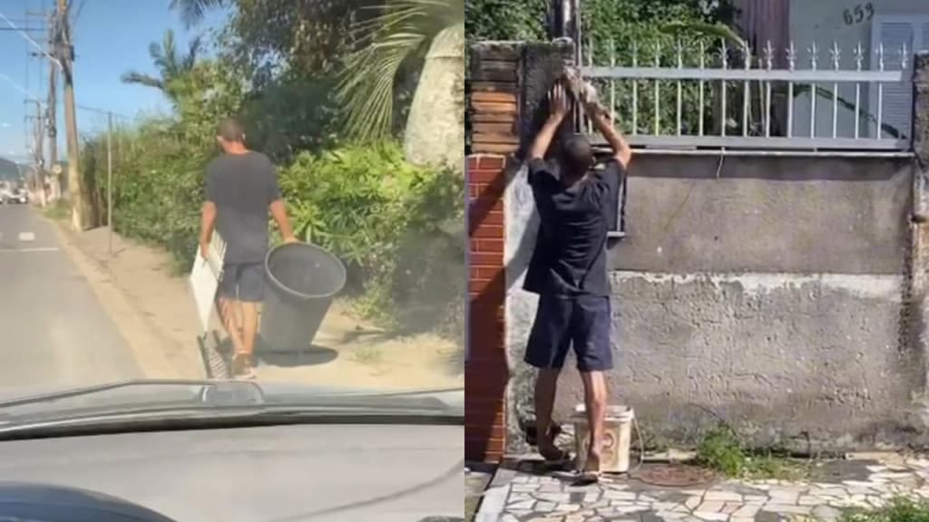 Ladrão leva surra e coloca grade que furtou em muro de residência no lugar
