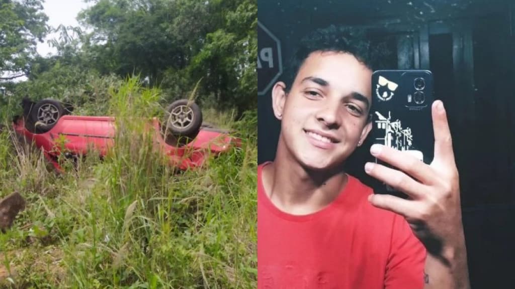 Jovem morre após carro bater em barranco e capotar na SC-283
