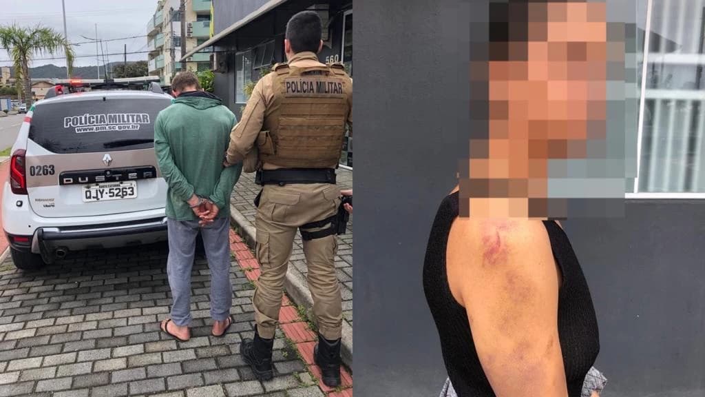 Covarde espanca esposa em Bombinhas e acaba preso