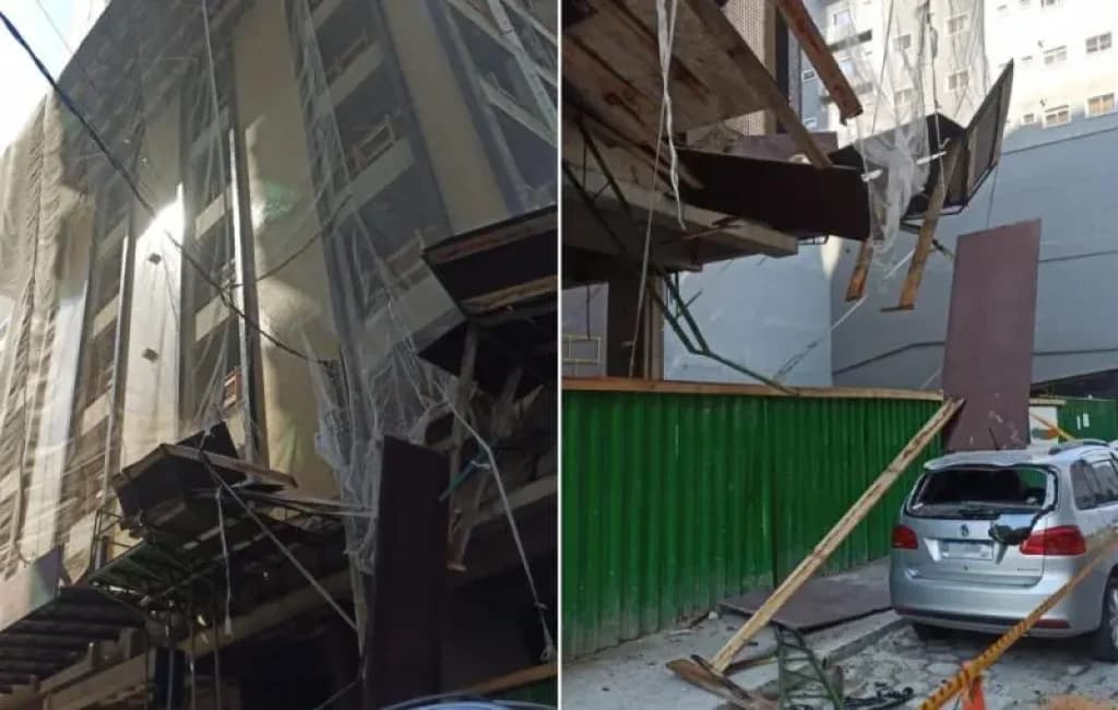 ITAPEMA – Vídeo mostra momento em que trabalhador cai de obra