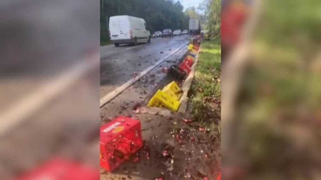 Carga de cerveja desaba de caminhão durante entrega na BR-470