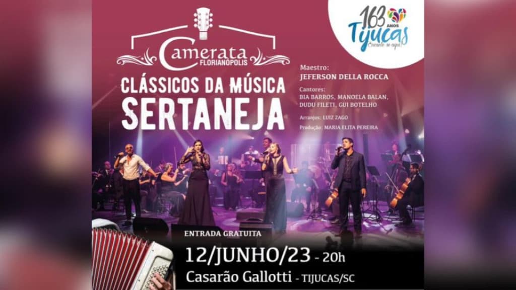 Camerata Florianópolis celebra aniversário de Tijucas com espetáculo no Dia dos Namorados