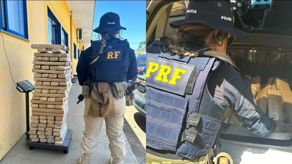 PRF apreende 120 kg de maconha em veículo, na BR-282