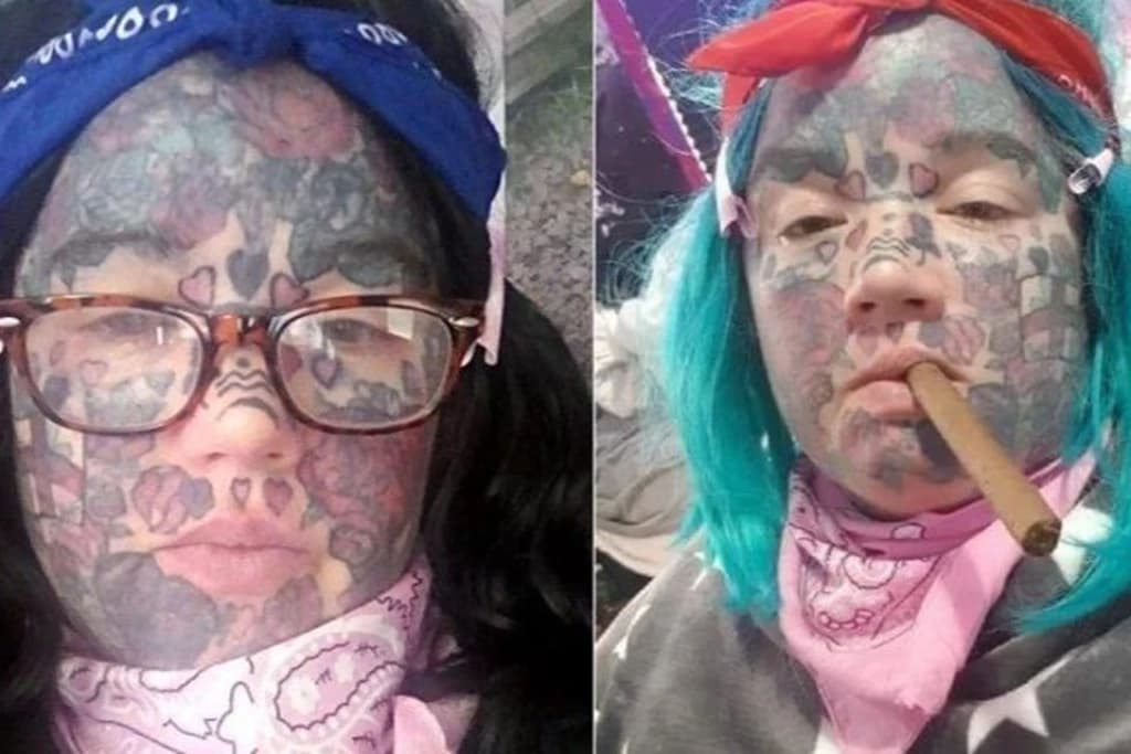 Mãe viciada em tatuagens lamenta não conseguir emprego