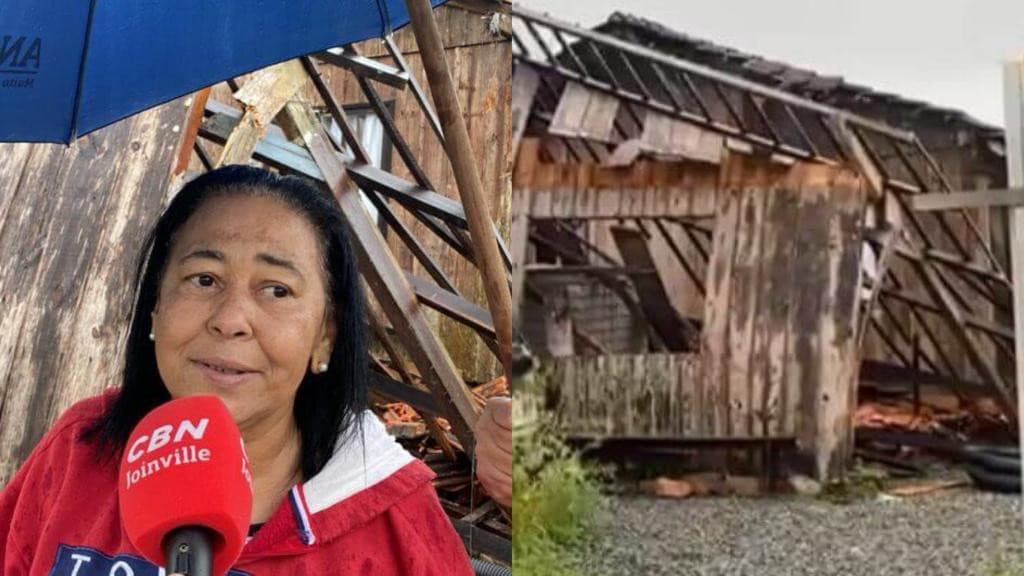 Casa desaba devido à força da chuva enquanto moradora dormia