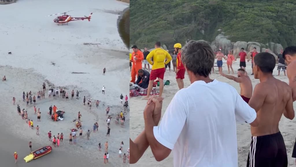 Banhistas fazem corrente de oração na praia após jovem se afogar em Floripa