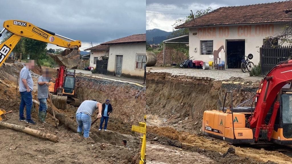 Demora em obras de substituição de tubulação causam prejuízo a comerciantes de Canelinha
