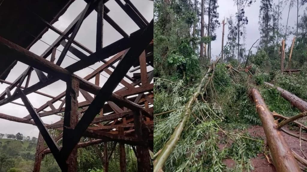 Tornado causa destruição no Oeste de Santa Catarina