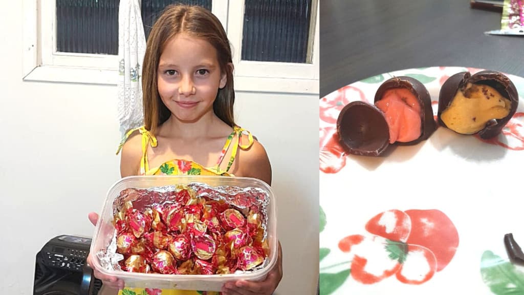 Menina de Tijucas vende trufas para realizar sonho de ter uma bicicleta