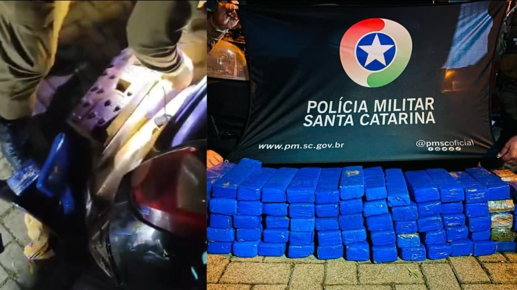 Mulheres são presas levando quase 50kg de maconha com crianças em veículo na SC-157
