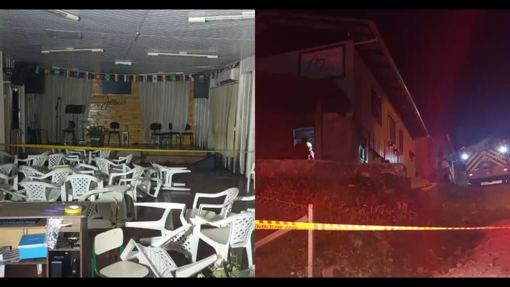 Igreja pega fogo durante culto em Blumenau