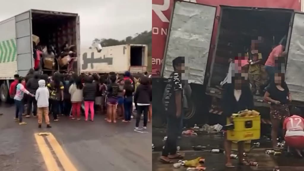 Indígenas saqueiam carga de cerveja e encomendas após acidente entre caminhões