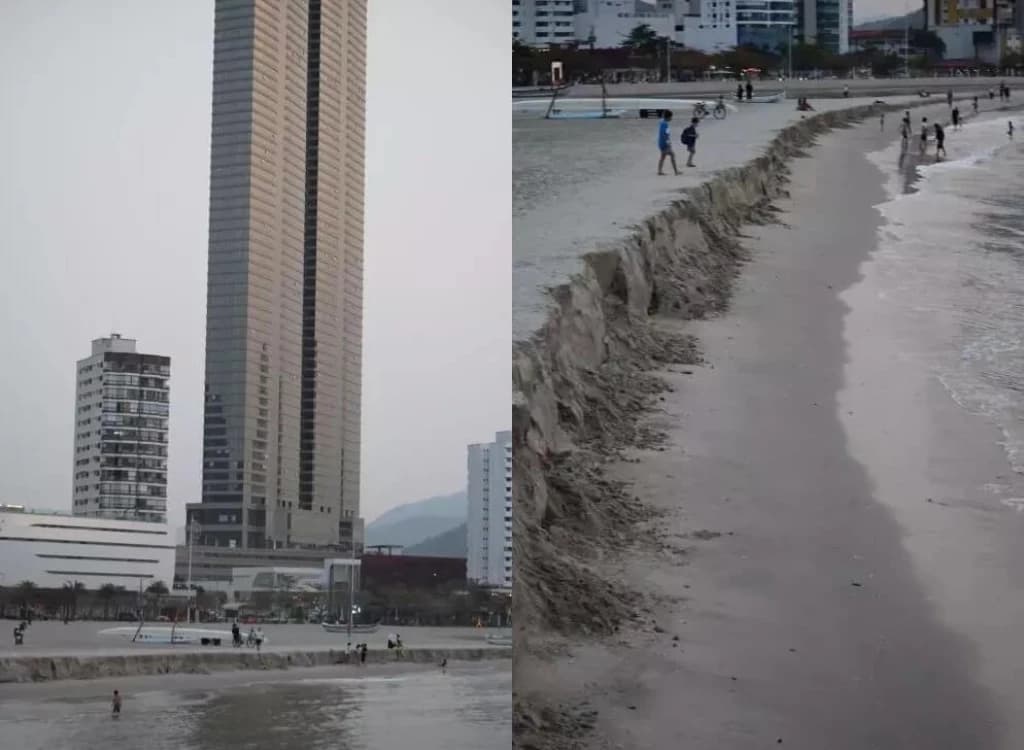 Degraus voltam a aparecer na praia central de Balneário Camboriú