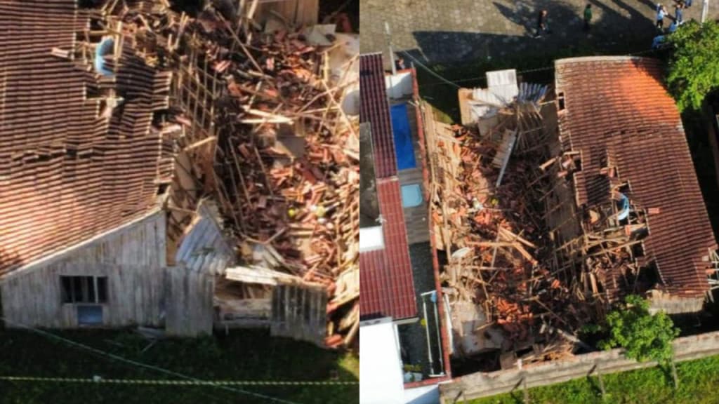 Casa desaba e mobiliza bombeiros em São João Batista