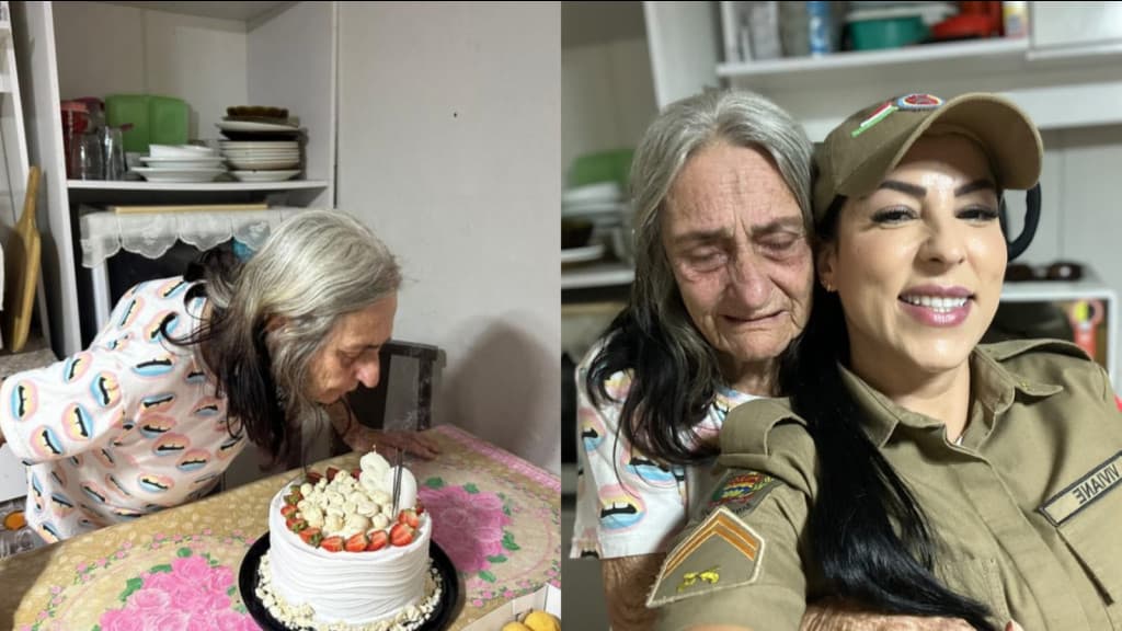 Dona Maria, de Porto Belo, ganha festinha surpresa de aniversário
