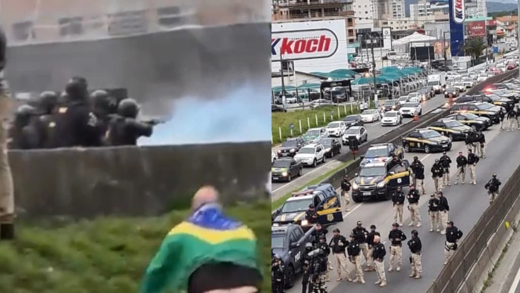 URGENTE: PRF fura bloqueio em Itapema e dispersa manifestação
