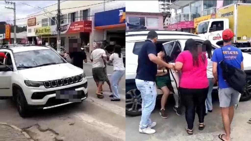 Idoso dá tijolada e tenta espancar motorista que não parou na faixa de pedestre, em SC