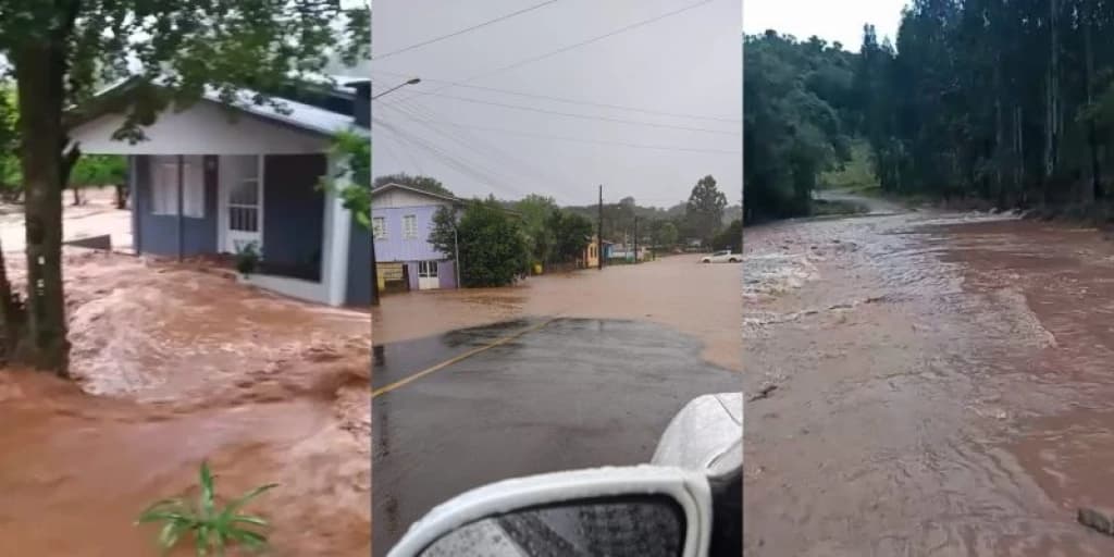Chuva forte provoca alagamentos e enxurrada em cidades do Oeste de SC
