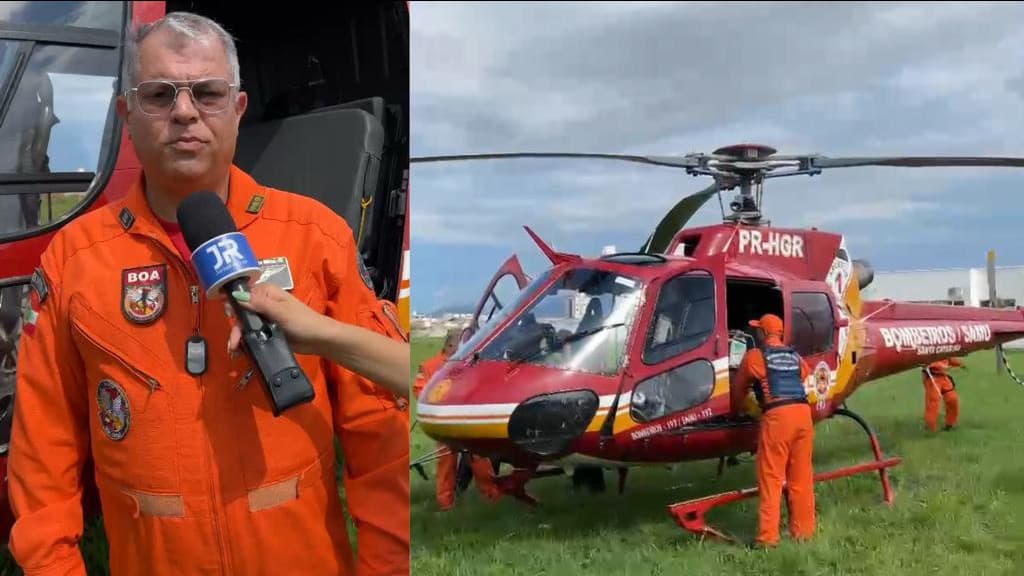 Helicóptero Arcanjo é mobilizado para tentar salvar morador de Tijucas