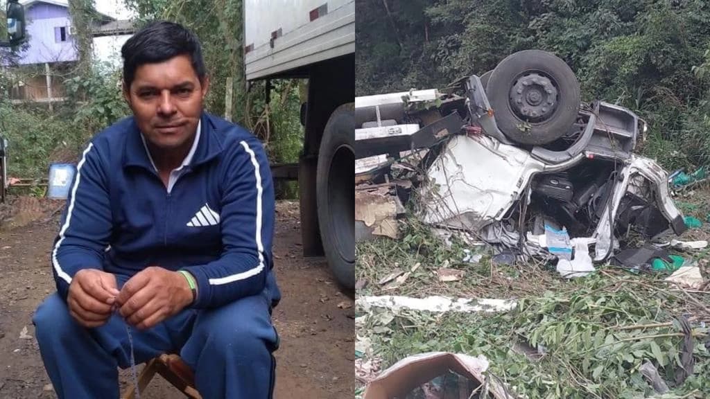 Identificado caminhoneiro que morreu após capotar caminhão na SC-283