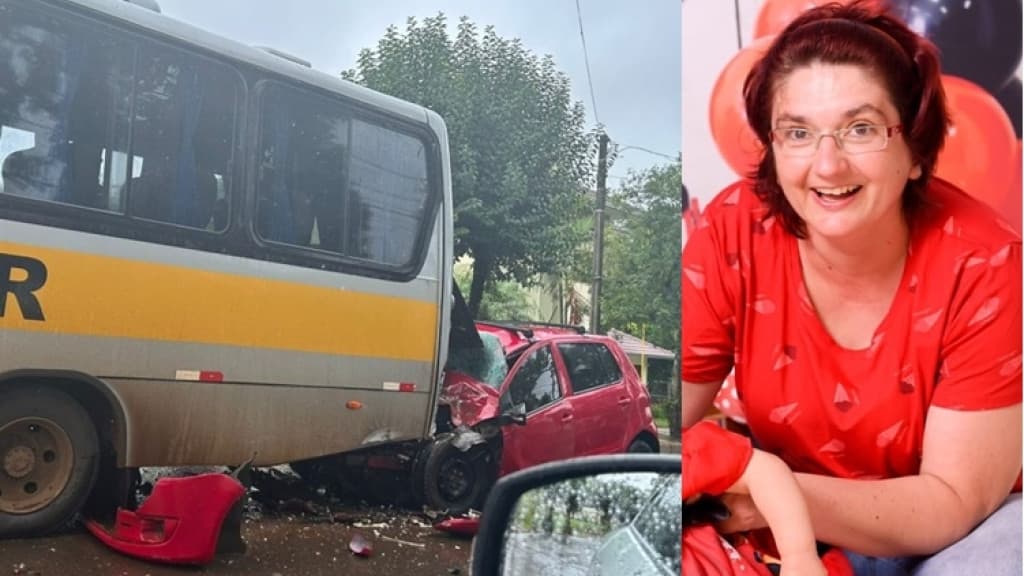 Mãe morre e filha de 2 anos fica gravemente ferida após colisão entre carro e ônibus